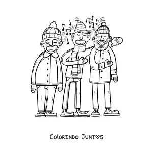 Desenho para colorir de homens cantando cancoes de Natal