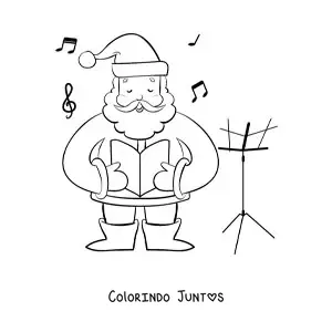 Desenho para colorir de Papai Noel cantando cancoes de Natal