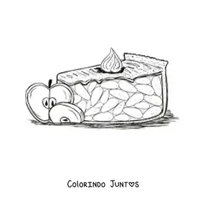 Desenho para colorir de uma fatia de torta de maçã