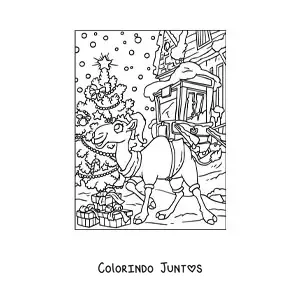 Desenho para colorir de camelo natalino animado