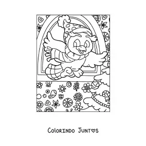Desenho para colorir de aves natalinas animadas