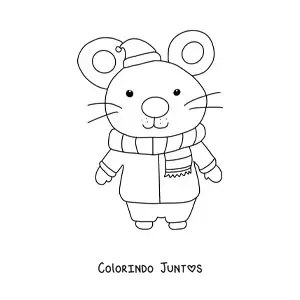 Desenho para colorir de rato natalino animado