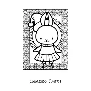 Desenho para colorir de coelhinha natalina kawaii