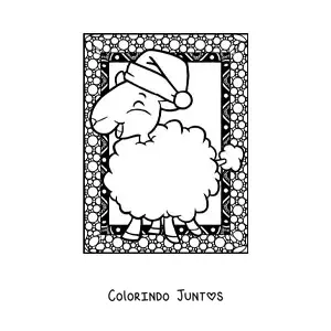 Desenho para colorir de ovelha natalina kawaii