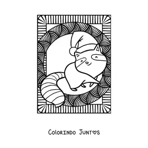 Desenho para colorir de guaxinim natalino kawaii