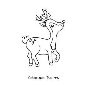 Desenho para colorir de cervo natalino caminhando