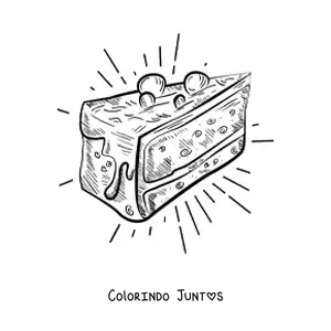 Desenho para colorir de uma fatia de bolo com cobertura