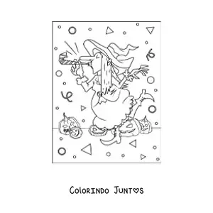 Desenho para colorir de bruxa divertida na festa de Halloween