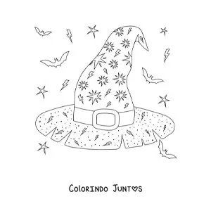 Desenho para colorir de chapéu de bruxa