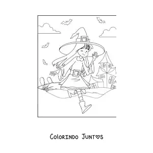 Desenho para colorir de bruxa fofa