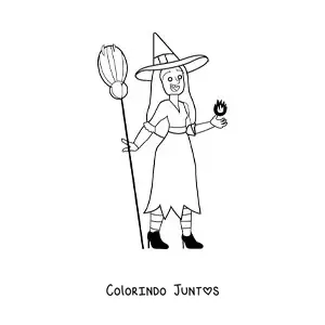 Desenho para colorir de bruxa bonita