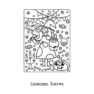 Desenho para colorir de bruxa de desenho na festa de Halloween