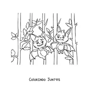 Desenho para colorir de vampiros transformados em morcegos animados