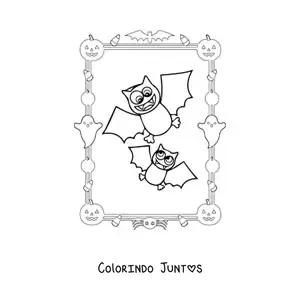 Desenho para colorir de morcegos de Halloween em desenho