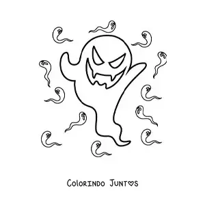 Desenho para colorir de fantasma assustador