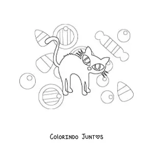 Desenho para colorir de gato de Halloween simples