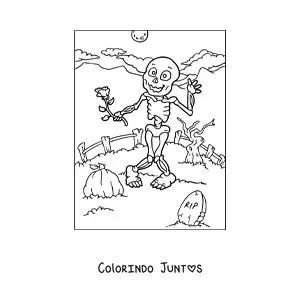 Desenho para colorir de esqueleto humano de Halloween