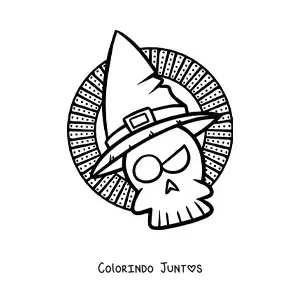 Desenho para colorir de caveira animada de Halloween