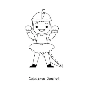 Desenho para colorir de menina fantasiada de monstro no Halloween