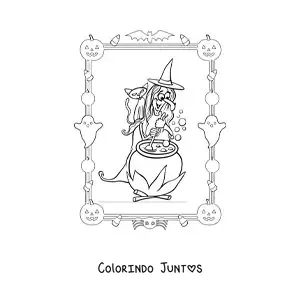 Desenho para colorir de fantasia de bruxa feia