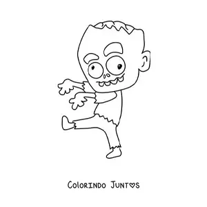 Desenho para colorir de zumbi animado caminhando