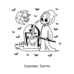 Desenho para colorir de túmulo com a morte animada