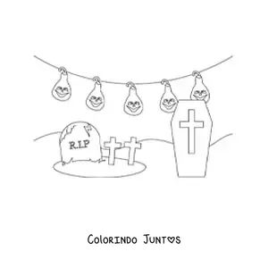 Desenho para colorir de túmulos no Halloween