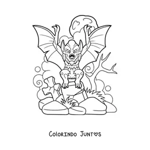 Desenho para colorir de morcego vampiro assustador