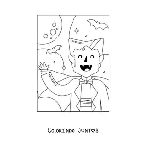 Desenho para colorir de vampiro fácil com morcegos