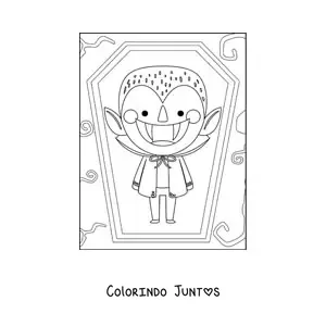 Desenho para colorir de vampiro animado em seu túmulo