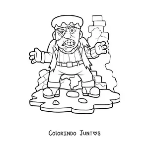 Desenho para colorir de Frankenstein animado assustador
