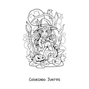 Desenho para colorir de bruxa de terror
