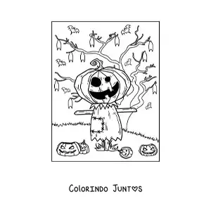 Desenho para colorir de espantalho assustador