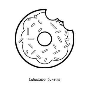 Desenho para colorir de uma rosquinha com uma mordida