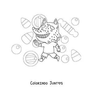 Desenho para colorir de lobisomem animado de Halloween