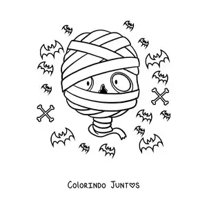 Desenho para colorir de rosto de múmia de Halloween
