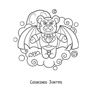 Desenho para colorir de urso vampiro de Halloween