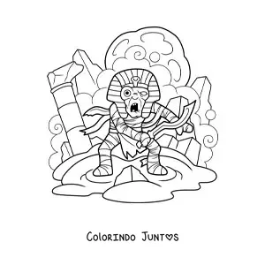 Desenho para colorir de múmia assustadora de Halloween