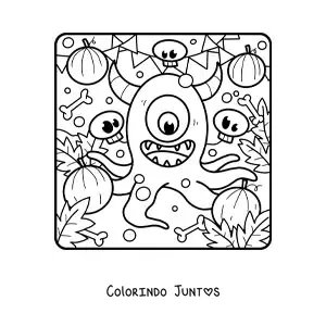 Desenho para colorir de monstro com tentáculos de Halloween