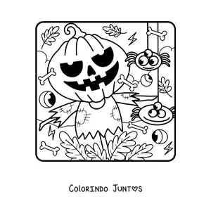 Desenho para colorir de espantalho de Halloween