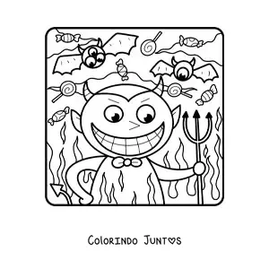 Desenho para colorir de diabo animado de Halloween