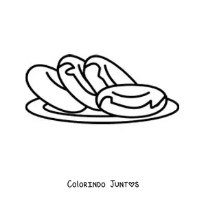 Desenho para colorir de quatro rosquinhas glaceadas em um prato