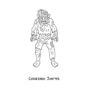 Desenho para colorir de zumbi animado