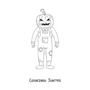 Desenho para colorir de espantalho assustador de Halloween
