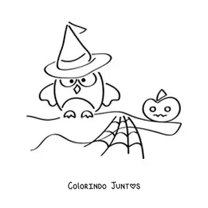 Desenho para colorir de coruja de Halloween fácil