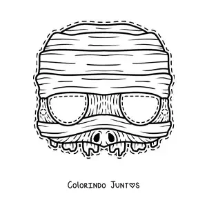 Desenho para colorir de máscara de Halloween de múmia