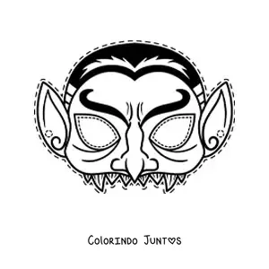 Desenho para colorir de máscara de Halloween de Drácula