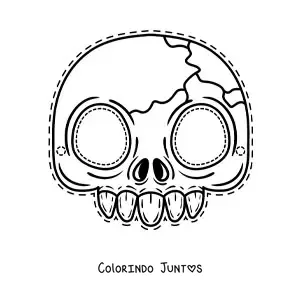 Desenho para colorir de máscara de Halloween de caveira