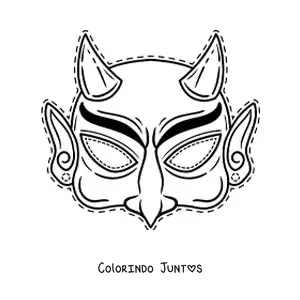 Desenho para colorir de máscara de Halloween de diabo