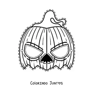 Desenho para colorir de máscara de Halloween de abóbora assustadora
